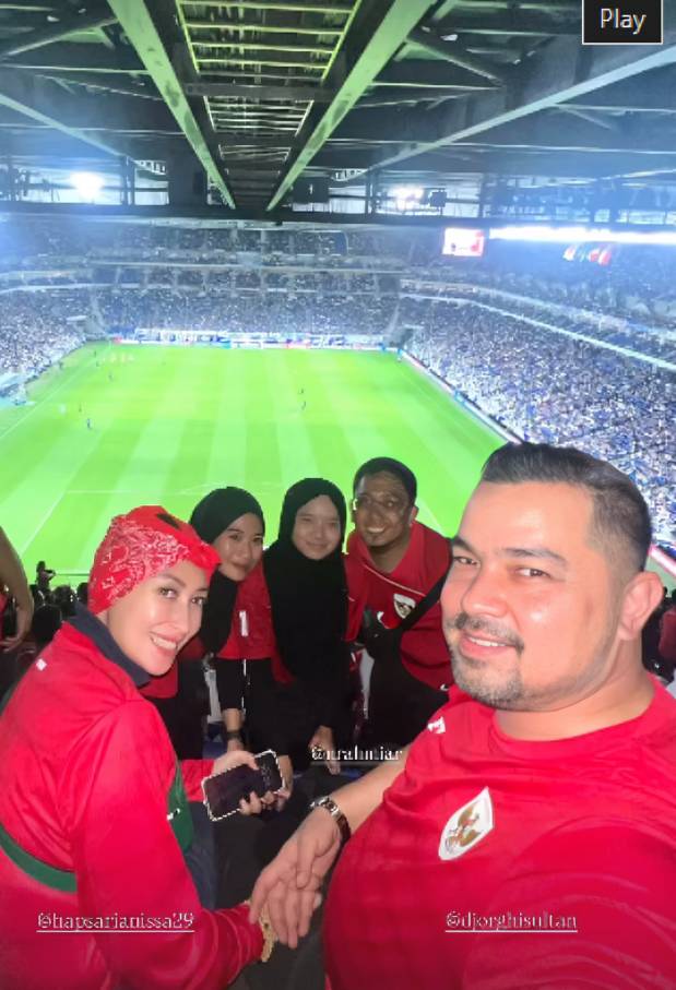 keluarga Sultan Djorghi nonton Timnas Indonesia di Jepang (instagram.com/djorghisultan) 